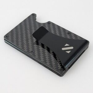 Carbon Fiber RFID Blocking Card Wallet Money Cash Clip Slim Minimalist Men Black